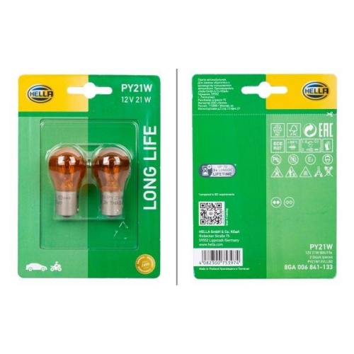 Ampoule Feu Clignotant Hella 8GA 006 841-133 Long Life Up To 3x Longer Lifetime