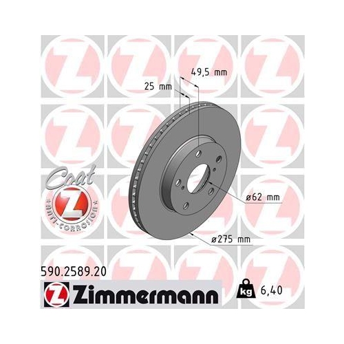 Bremsscheibe Zimmermann 590.2589.20 Coat Z f&uuml;r Toyota Vorderachse