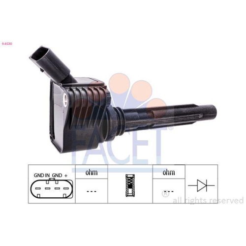 Z&uuml;ndspule Facet 9.6530 Oe Equivalent f&uuml;r Audi Porsche Seat Skoda VW Hitachi