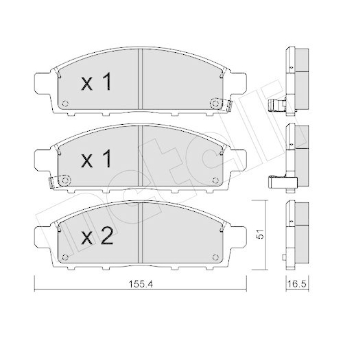 Bremsbelagsatz Scheibenbremse Metelli 22-0791-0 f&uuml;r Fiat Mitsubishi Vorderachse