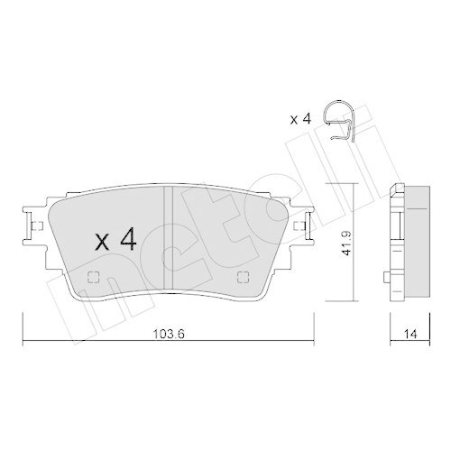 Bremsbelagsatz Scheibenbremse Metelli 22-1160-0 f&uuml;r Mitsubishi Hinterachse