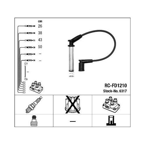 Ignition Cable Kit Ngk 6317 for Ford