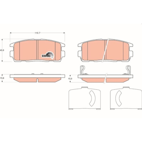 Bremsbelagsatz Scheibenbremse Trw GDB1716 Cotec f&uuml;r Suzuki Vauxhall Chevrolet
