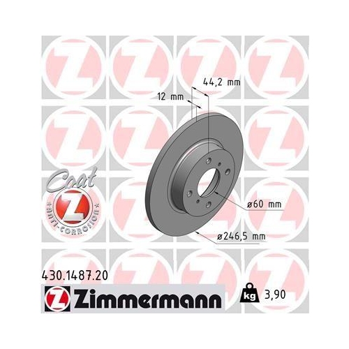 Bremsscheibe Zimmermann 430.1487.20 Coat Z f&uuml;r Opel Suzuki General Motors