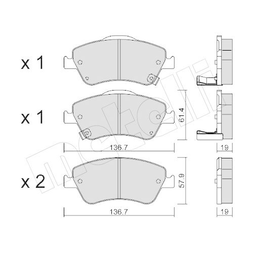 Bremsbelagsatz Scheibenbremse Metelli 22-0794-0 f&uuml;r Toyota Vorderachse