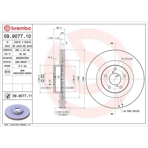 2X Brembo Bremsscheibe Vorderachse Prime Line - Uv Coated f&uuml;r Subaru