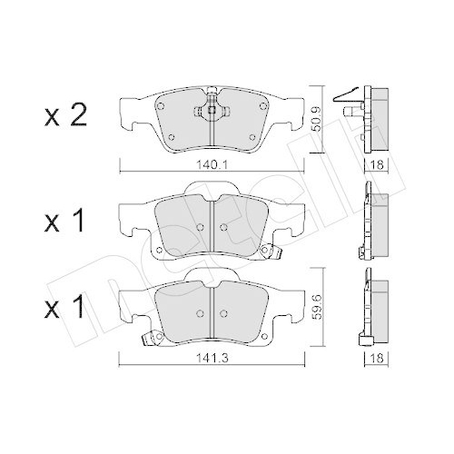 Bremsbelagsatz Scheibenbremse Metelli 22-0928-0 f&uuml;r Dodge Jeep Hinterachse