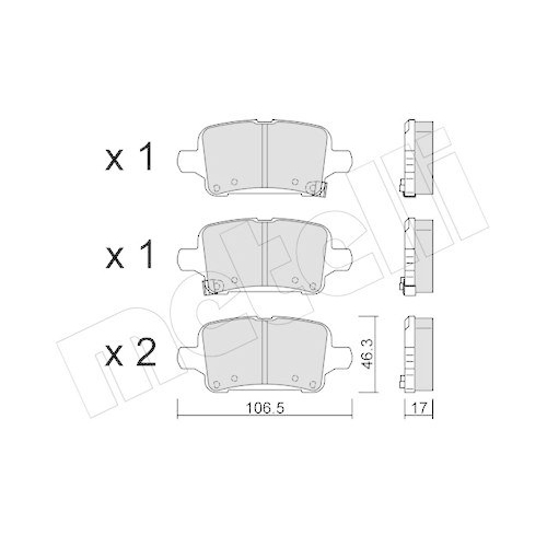 Bremsbelagsatz Scheibenbremse Metelli 22-1180-0 f&uuml;r Opel Vauxhall Hinterachse