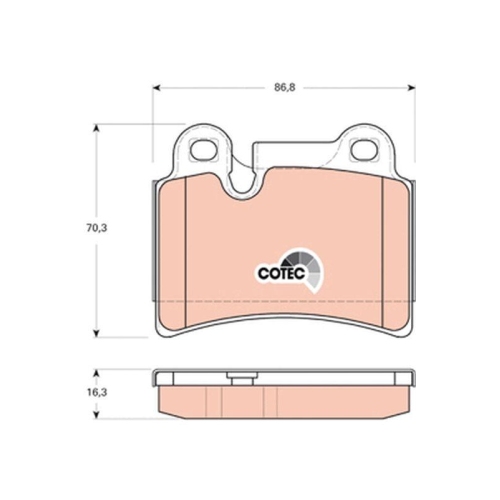 Bremsbelagsatz Scheibenbremse Trw GDB1722 Cotec f&uuml;r VW Hinterachse