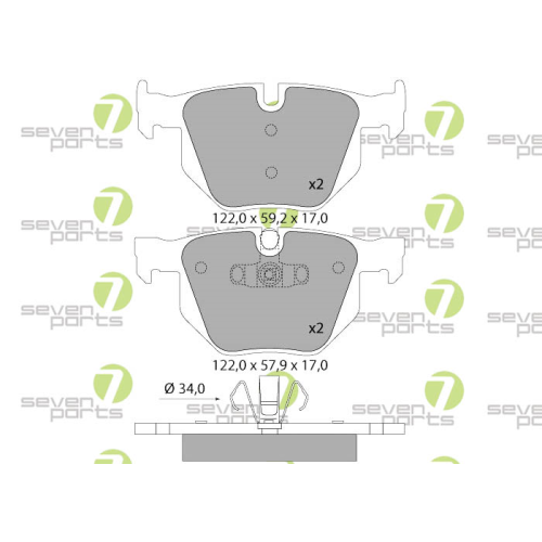 Bremsbelagsatz Scheibenbremse 7 Seven Parts SVP22931 f&uuml;r Bmw Mini 1. Hinterachse