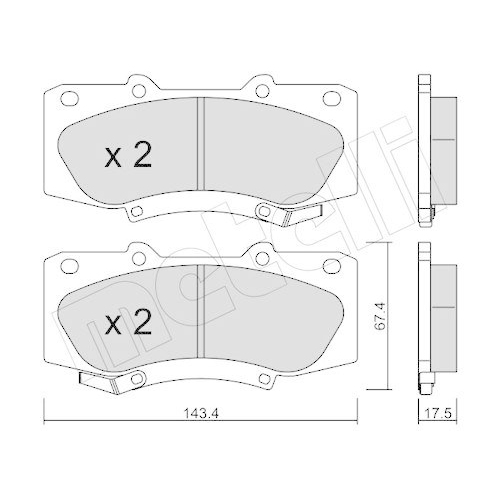 Bremsbelagsatz Scheibenbremse Metelli 22-0937-0 f&uuml;r Toyota Vorderachse
