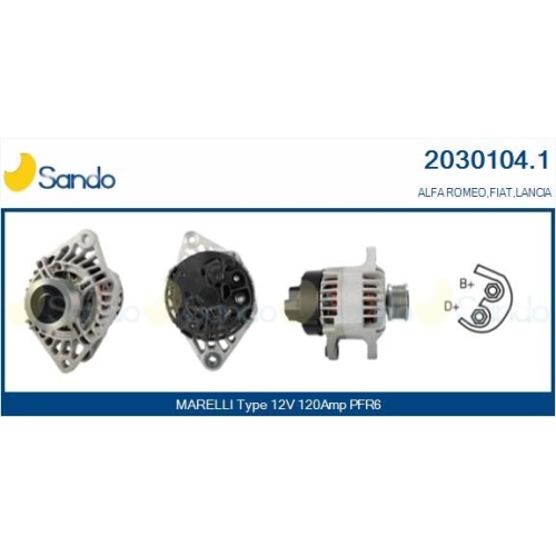 Generator Sando 2030104.1 für Alfa Romeo Fiat Für Fahrzeuge Mit Klimaanlage