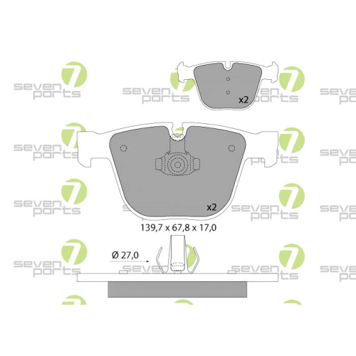 Bremsbelagsatz Scheibenbremse 7 Seven Parts SVP22942 f&uuml;r Bmw Mini 1. Hinterachse