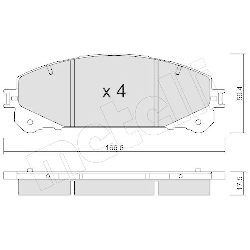 Bremsbelagsatz Scheibenbremse Metelli 22-0938-0 f&uuml;r Toyota Lexus Vorderachse