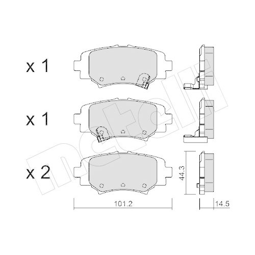 Bremsbelagsatz Scheibenbremse Metelli 22-0993-0 f&uuml;r Mazda Hinterachse