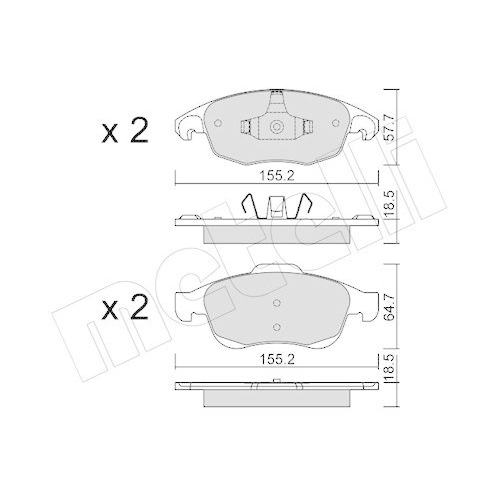 Bremsbelagsatz Scheibenbremse Metelli 22-0800-0 f&uuml;r Citro&euml;n Peugeot DS
