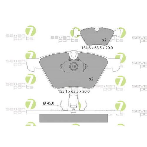 Bremsbelagsatz Scheibenbremse 7 Seven Parts SVP23422 f&uuml;r Bmw Mini 1. Vorderachse