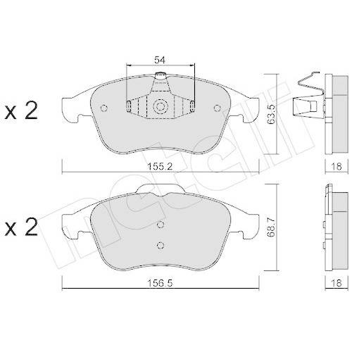 Bremsbelagsatz Scheibenbremse Metelli 22-0803-0 f&uuml;r Renault Vorderachse