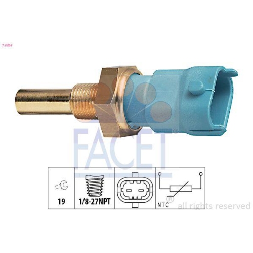 Sensor K&uuml;hlmitteltemperatur Facet 7.3263 Made In Italy - Oe Equivalent f&uuml;r Opel