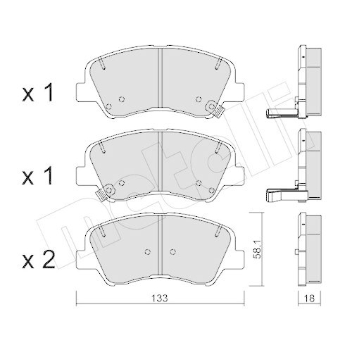 Bremsbelagsatz Scheibenbremse Metelli 22-0943-0 f&uuml;r Hyundai Kia Vorderachse