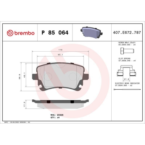 Bremsbelagsatz Scheibenbremse Brembo P85064 Prime Line f&uuml;r Audi Seat Skoda VW