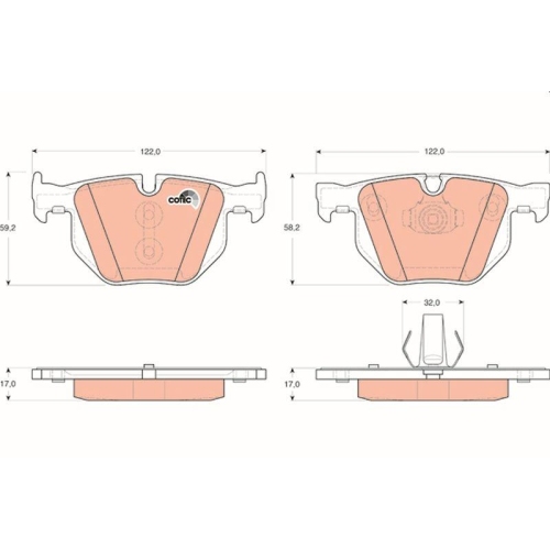 Bremsbelagsatz Scheibenbremse Trw GDB1730 Cotec f&uuml;r Bmw Hinterachse