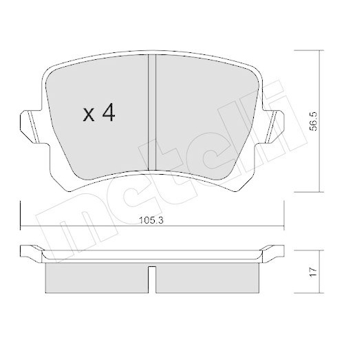 Bremsbelagsatz Scheibenbremse Metelli 22-0806-0 f&uuml;r Audi Seat VW Hinterachse