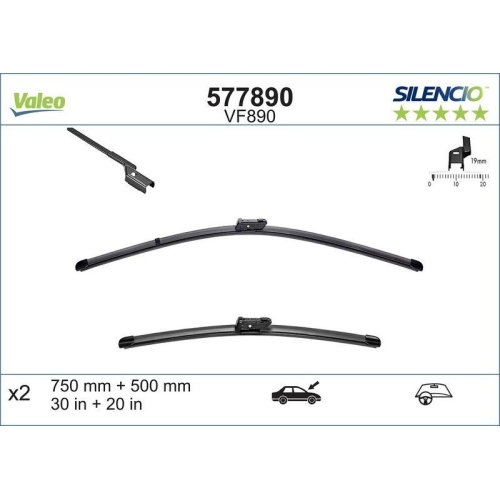 Wischblatt Valeo 577890 Silencio Flat Blade Set für Ford Vorne