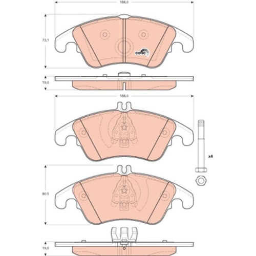 Bremsbelagsatz Scheibenbremse Trw GDB1737 Cotec f&uuml;r Mercedes Benz (bbdc)