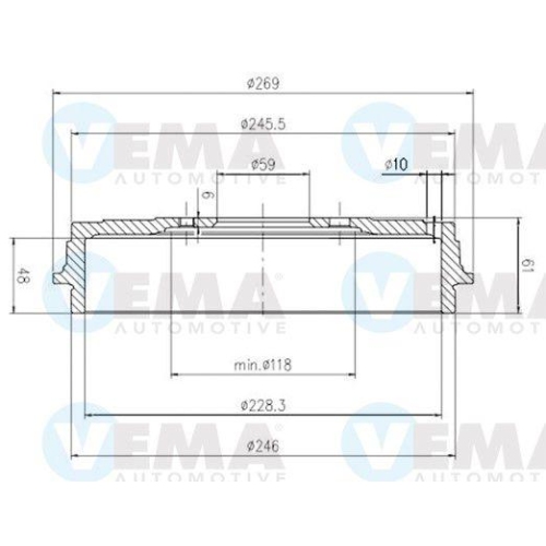 Bremstrommel Vema 801502 für Alfa Romeo Fiat Alfarome/fiat/lanci Hinterachse