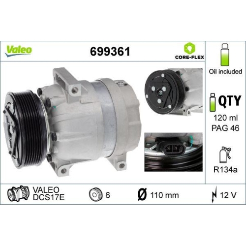 Kompressor Klimaanlage Valeo 699361 Valeo Core-flex f&uuml;r Nissan Opel Renault