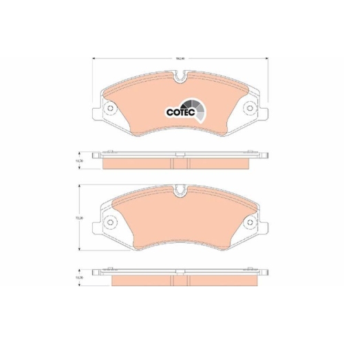 Brake Pad Set Disc Brake Trw GDB1825 Cotec for Land Rover Front Axle