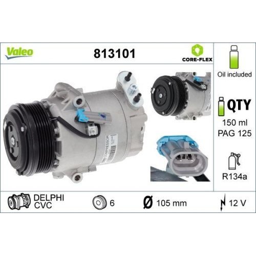 Kompressor Klimaanlage Valeo 813101 Valeo Core-flex f&uuml;r Opel Vauxhall