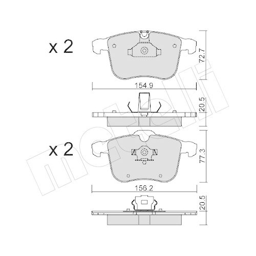 Bremsbelagsatz Scheibenbremse Metelli 22-0813-0 f&uuml;r Opel Saab Vorderachse