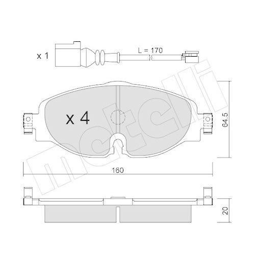 Brake Pad Set Disc Brake Metelli 22-0950-0K for Audi Seat Skoda VW Front Axle