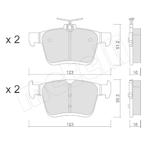 Bremsbelagsatz Scheibenbremse Metelli 22-0951-0 für Audi Seat VW Hinterachse