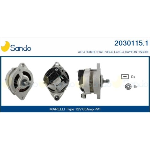 Generator Sando 2030115.1 für Fiat Iveco Same Für Fahrzeuge Mit Klimaanlage