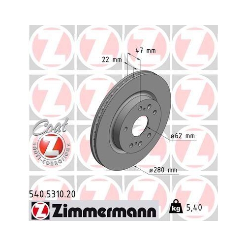 Bremsscheibe Zimmermann 540.5310.20 Coat Z f&uuml;r Suzuki Vorderachse