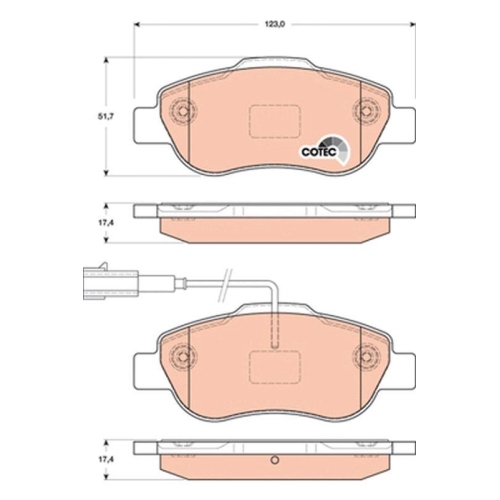 Bremsbelagsatz Scheibenbremse Trw GDB1746 Cotec f&uuml;r Fiat Ford Peugeot