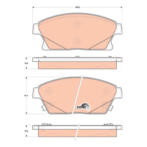 Bremsbelagsatz Scheibenbremse Trw GDB1847 Cotec f&uuml;r Vauxhall Chevrolet Buick