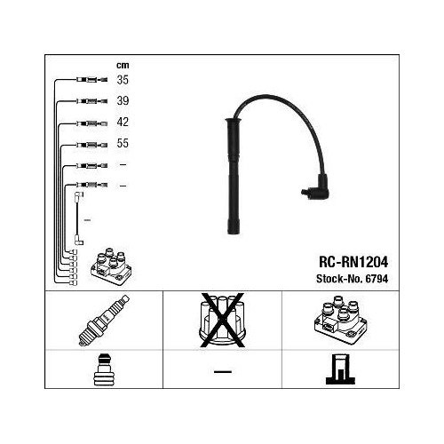 Ignition Cable Kit Ngk 6794 for Renault Dacia