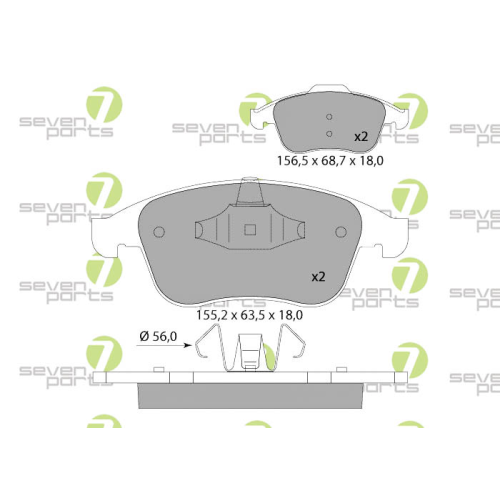 Bremsbelagsatz Scheibenbremse 7 Seven Parts SVP25611 f&uuml;r Renault 1. Vorderachse