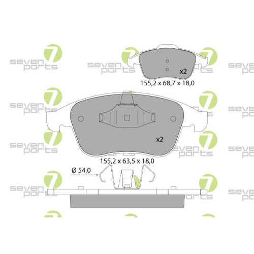 Bremsbelagsatz Scheibenbremse 7 Seven Parts SVP25612 f&uuml;r Renault 1. Vorderachse