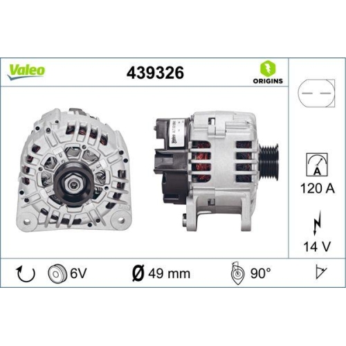 Generator Valeo 439326 Valeo Origins New Oe Technologie f&uuml;r Audi Ford Seat Skoda