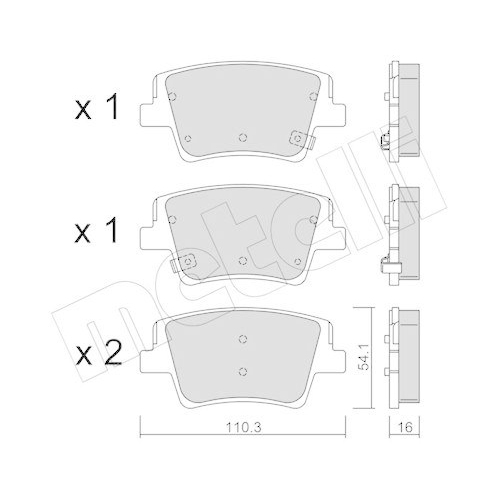 Bremsbelagsatz Scheibenbremse Metelli 22-1284-0 f&uuml;r Hyundai Hinterachse