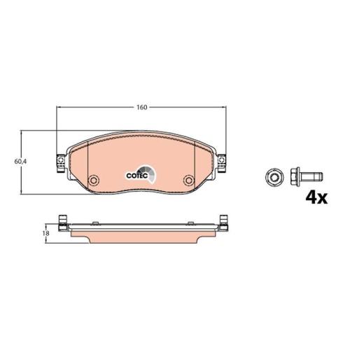 Bremsbelagsatz Scheibenbremse Trw GDB2096 Cotec f&uuml;r Vauxhall Fiat Nissan Opel