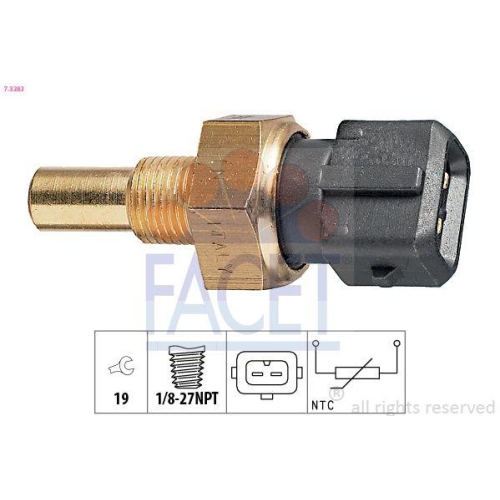 Sensor Coolant Temperature Facet 7.3283 Made In Italy - Oe Equivalent for Opel