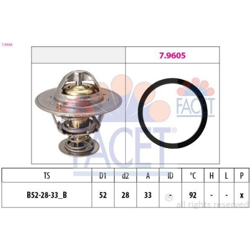 Thermostat K&uuml;hlmittel Facet 7.8928 Made In Italy - Oe Equivalent f&uuml;r Ford Links