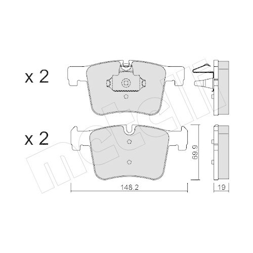 Bremsbelagsatz Scheibenbremse Metelli 22-0961-0 für Bmw Vorderachse