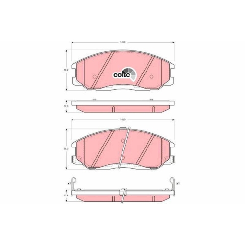 Bremsbelagsatz Scheibenbremse Trw GDB3244 Cotec f&uuml;r Ssangyong Hyundai